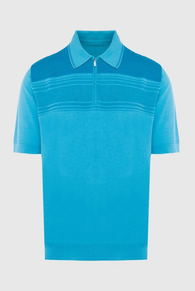 Zilli blue cotton and silk polo for men 167610 - photo 1