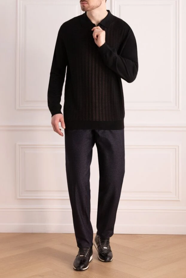 Zilli man long sleeve polo in silk and cashmere black for men buy with prices and photos 167611 - photo 2