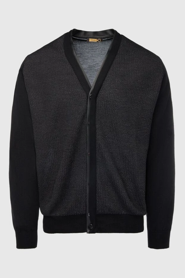 Zilli man men's cardigan made of cashmere, silk and genuine leather, black buy with prices and photos 167614 - photo 1
