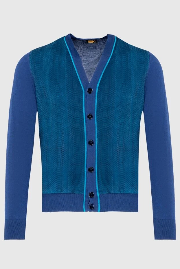 Zilli man men's cardigan made of silk, linen and snakeskin blue buy with prices and photos 167621 - photo 1
