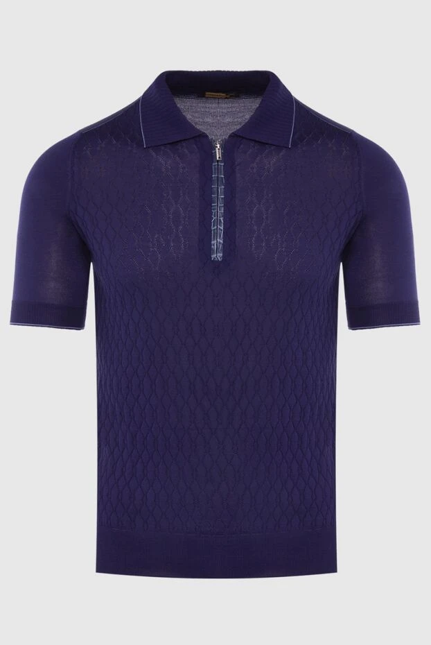 Zilli man silk and crocodile leather polo shirt purple for men 167624 - photo 1