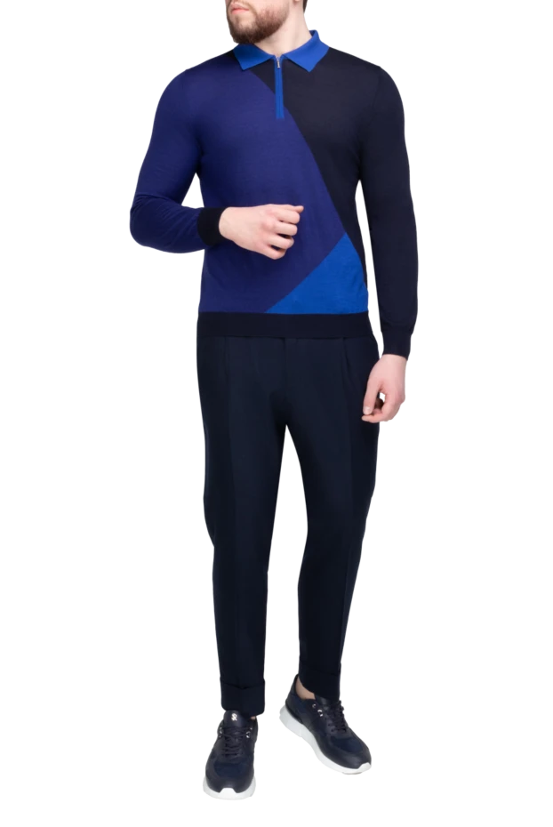 Zilli man long sleeve polo in silk and cashmere blue for men buy with prices and photos 167627 - photo 2