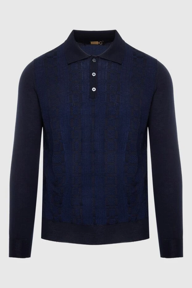 Zilli man long sleeve polo in silk, cashmere and crocodile blue for men buy with prices and photos 167628 - photo 1