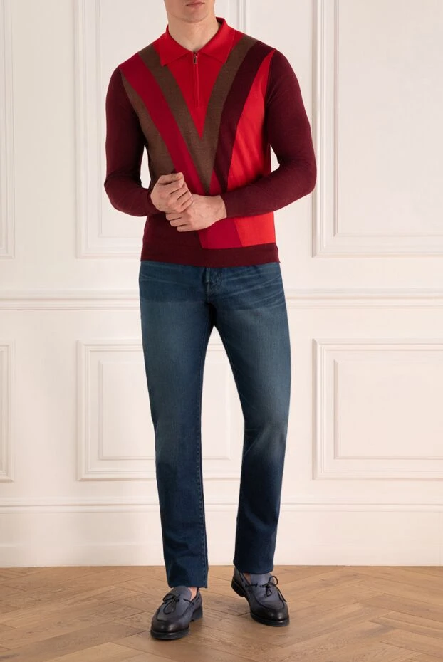 Zilli man long-sleeve polo in silk and cashmere red for men 167632 - photo 2