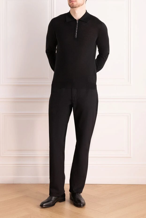 Zilli man long sleeve polo in silk and cashmere black for men buy with prices and photos 167639 - photo 2