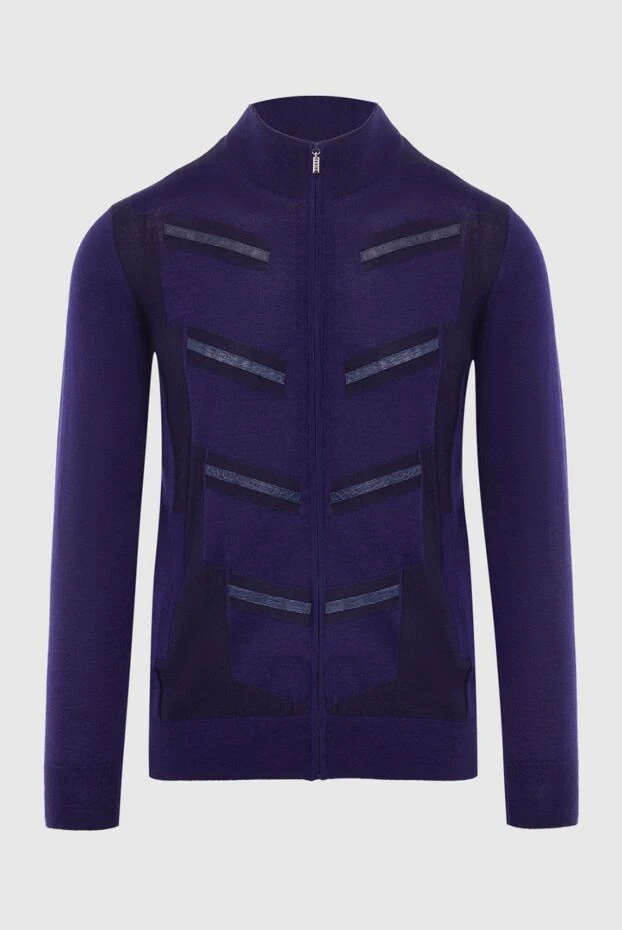 Zilli man men's cardigan made of cashmere, silk and genuine crocodile leather, purple buy with prices and photos 167641 - photo 1