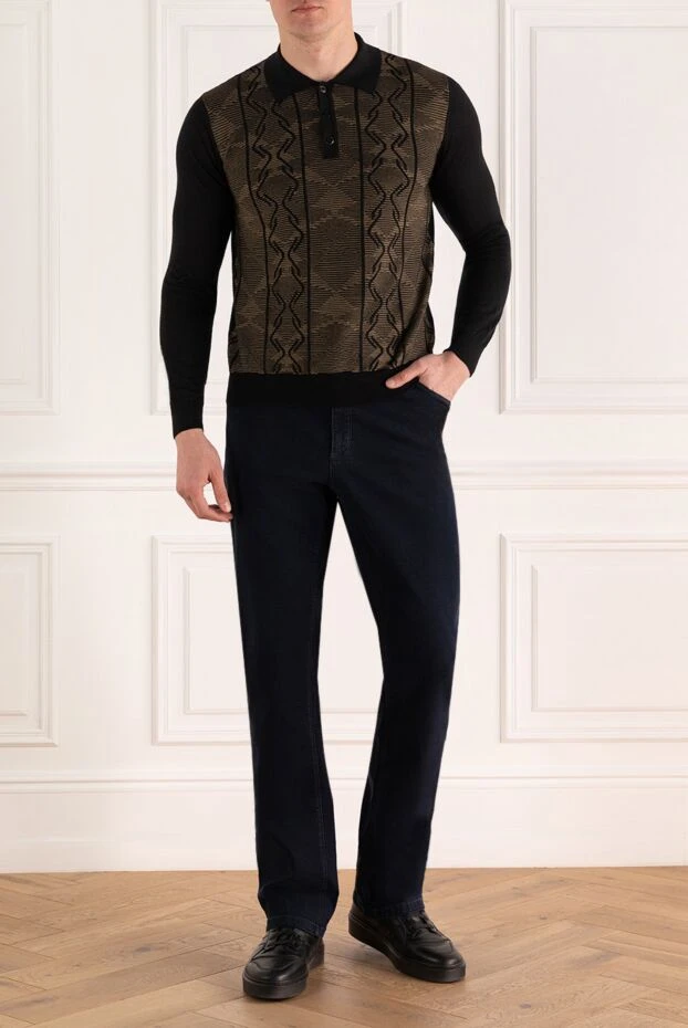 Zilli man long sleeve polo in silk, cashmere and crocodile skin black for men buy with prices and photos 167645 - photo 2