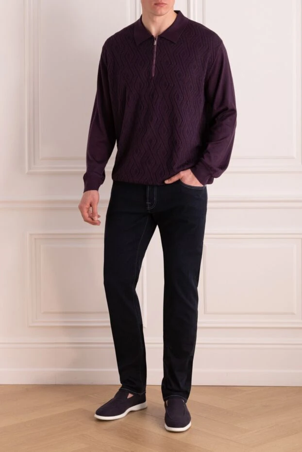 Zilli man long sleeve polo in silk, cashmere and crocodile violet for men buy with prices and photos 167654 - photo 2