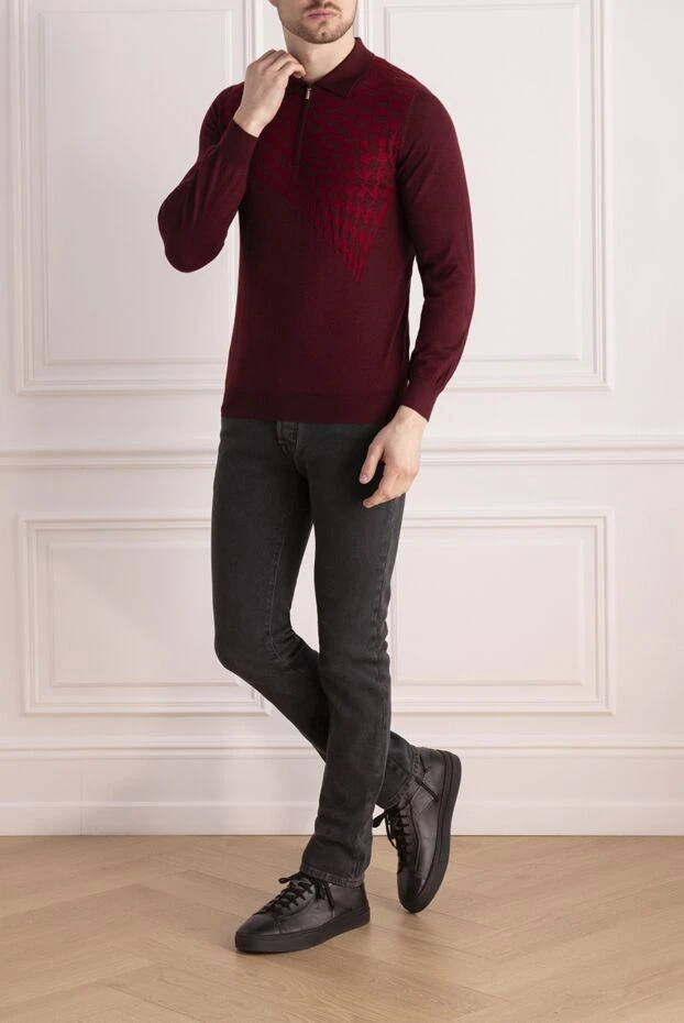 Zilli man polo with long sleeves made of silk and cashmere burgundy for men buy with prices and photos 167657 - photo 2