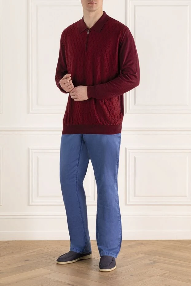 Zilli man polo with long sleeves made of silk and cashmere burgundy for men 167658 - photo 2