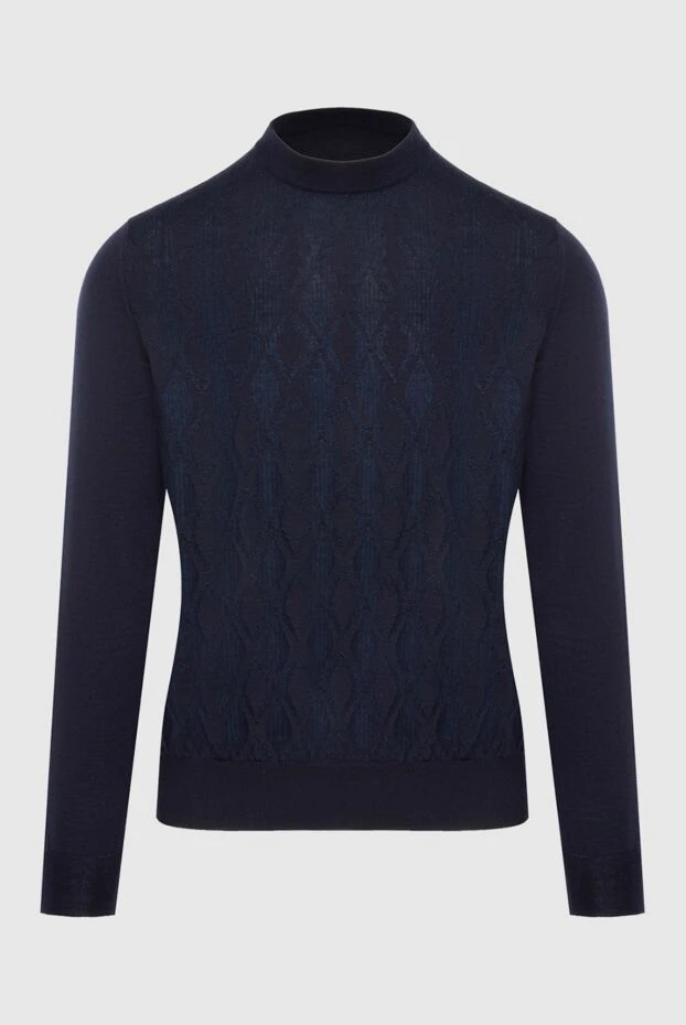 Zilli man men's jumper with a high stand-up collar, cashmere and silk, blue buy with prices and photos 167663 - photo 1