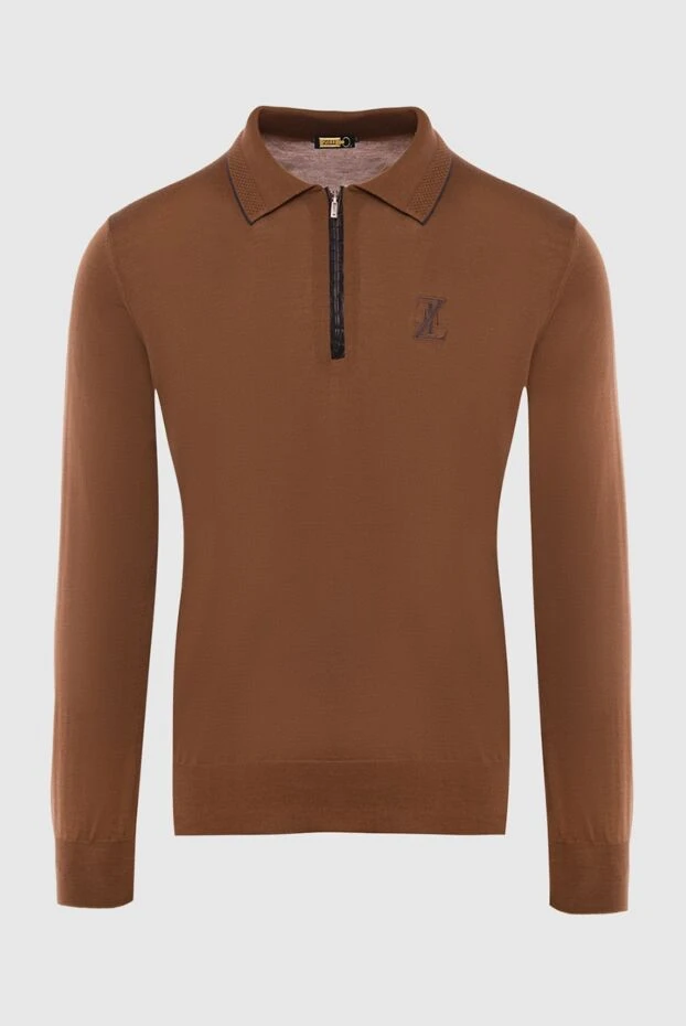 Zilli long sleeve polo from silk, cashmere and crocodile leather brown men's 167678 - photo 1