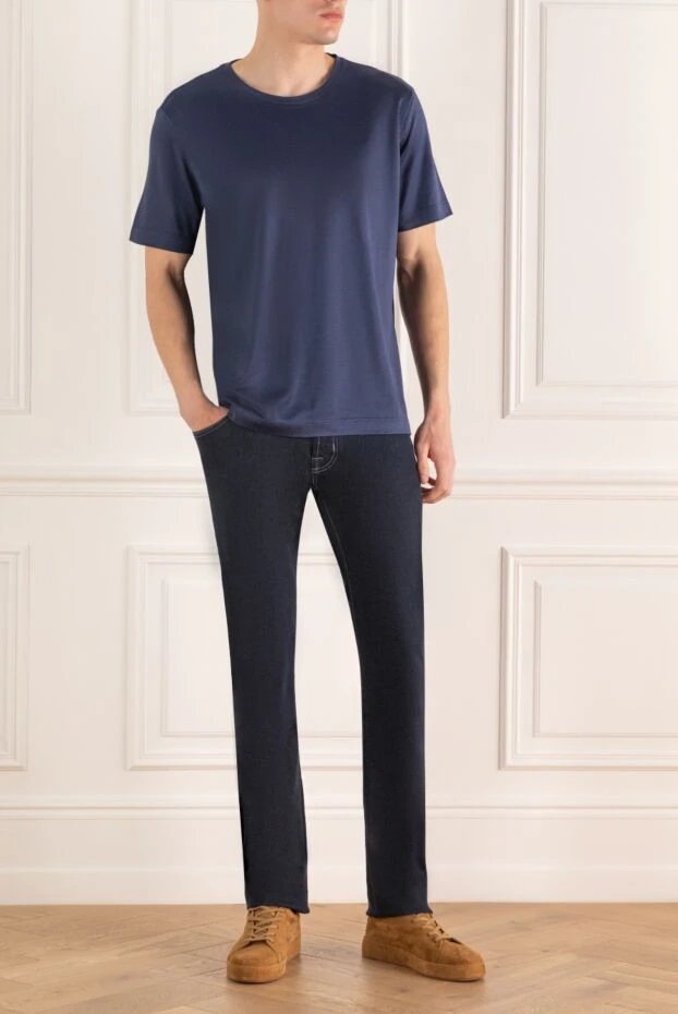 Zilli man blue silk t-shirt for men buy with prices and photos 167684 - photo 2