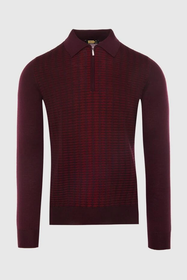 Zilli long-sleeved polo from silk and cashmere burgundy for men 167688 - photo 1