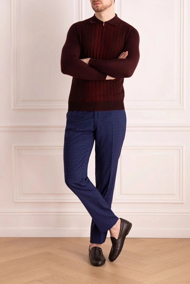 Zilli man polo with long sleeves made of silk and cashmere burgundy for men buy with prices and photos 167688 - photo 2