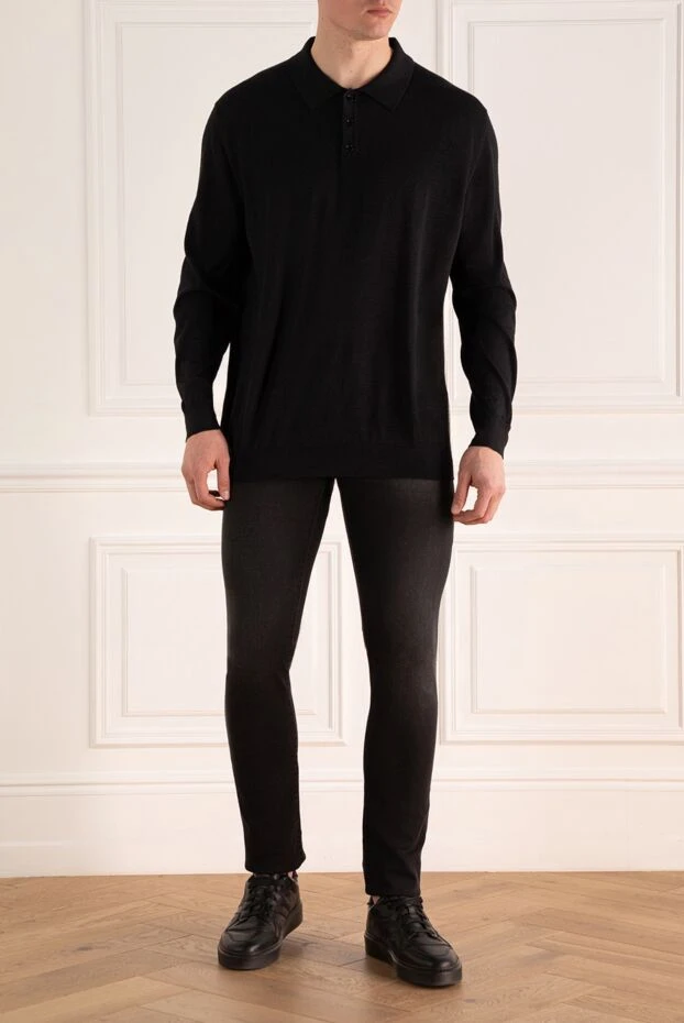 Zilli man long sleeve polo in silk, cashmere and crocodile skin black for men buy with prices and photos 167696 - photo 2