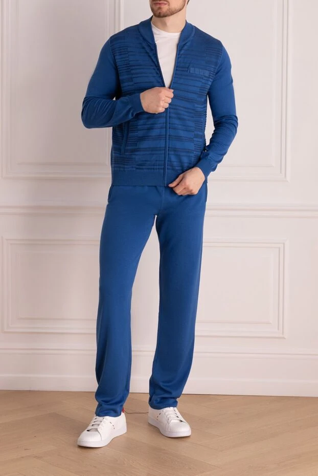 Zilli man men's sports suit made of cashmere, silk and crocodile skin, blue buy with prices and photos 167712 - photo 2