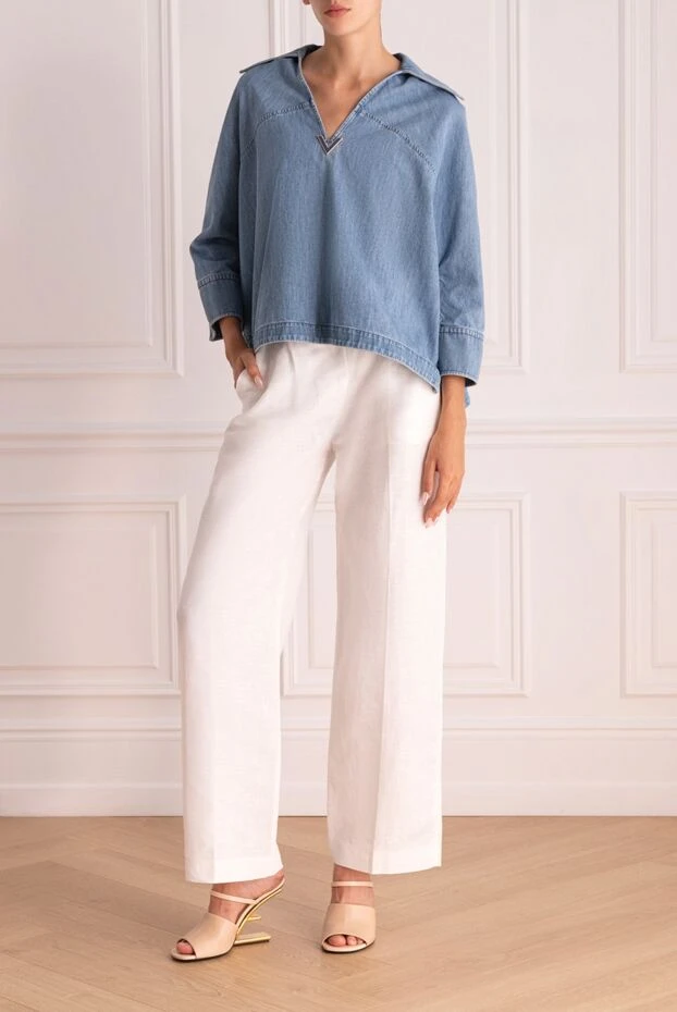 Forte dei Marmi Couture woman white linen and cotton trousers for women 167806 - photo 2