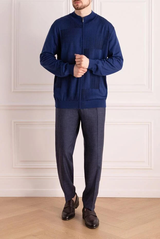 Zilli man men's cashmere and silk cardigan blue buy with prices and photos 167808 - photo 2