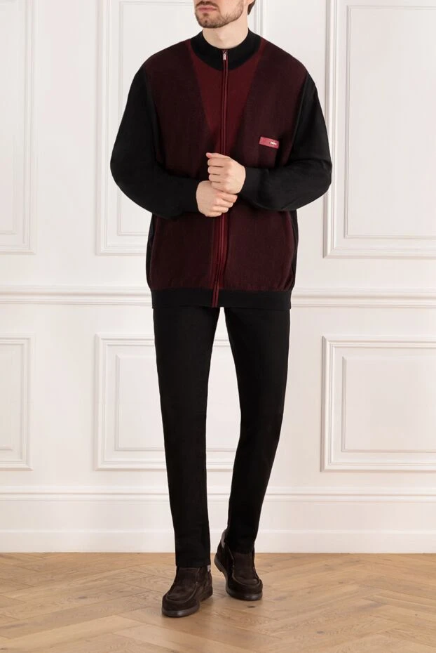 Zilli man men's cardigan made of cashmere and silk, burgundy 167810 - photo 2