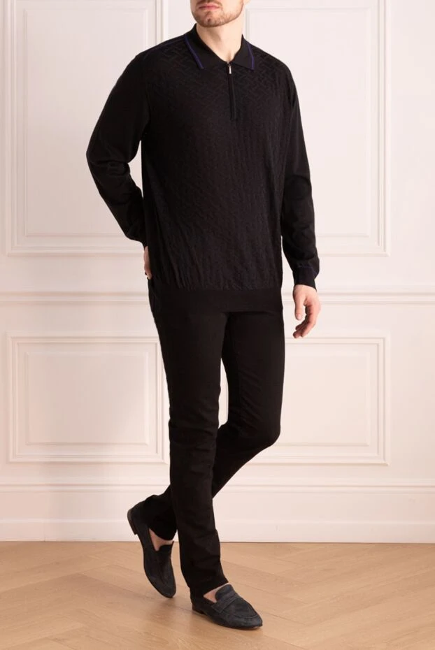Zilli man long sleeve polo in silk and cashmere black for men buy with prices and photos 167827 - photo 2