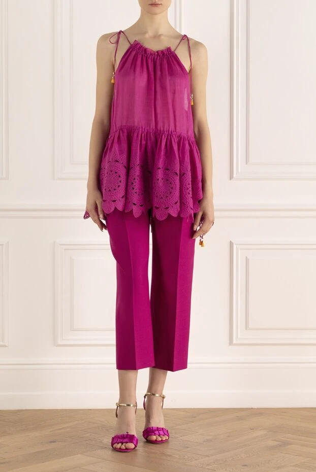 Valentino женские брюки из шерсти розовые женские купить с ценами и фото 167840 - фото 2
