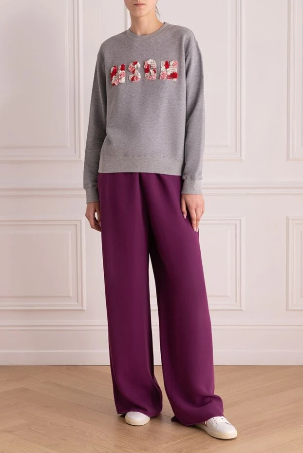 Valentino woman burgundy silk trousers for women 167846 - photo 2