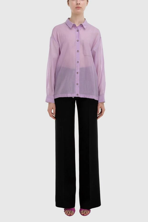 Peserico women's sheer blouse with pocket purple 195587 - photo 3