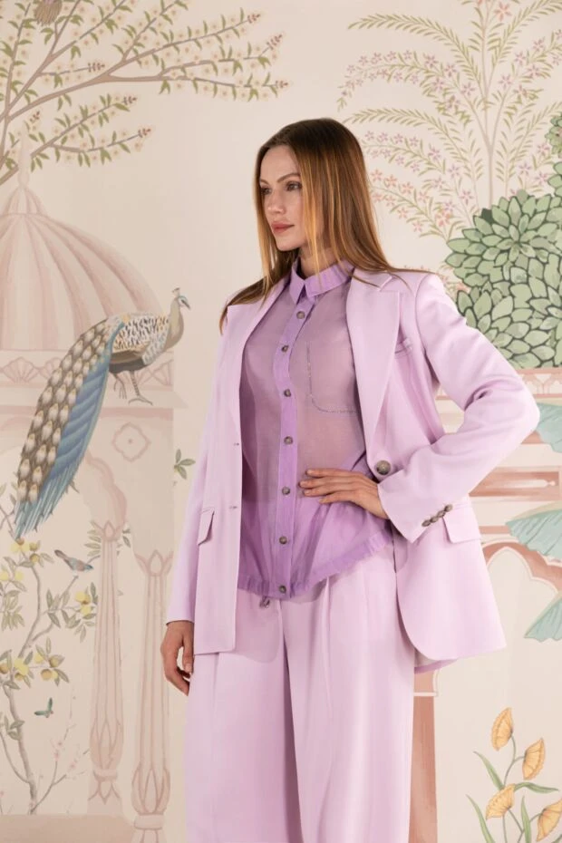 Peserico women's sheer blouse with pocket purple 195587 - photo 2