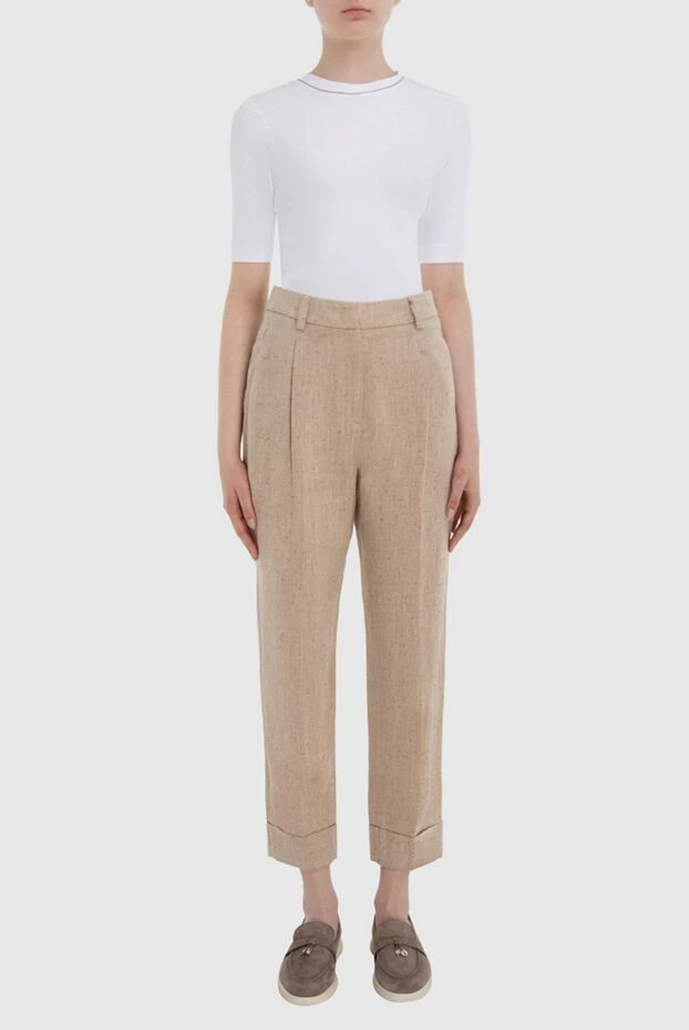 Peserico woman beige viscose and linen trousers for women buy with prices and photos 167882 - photo 2