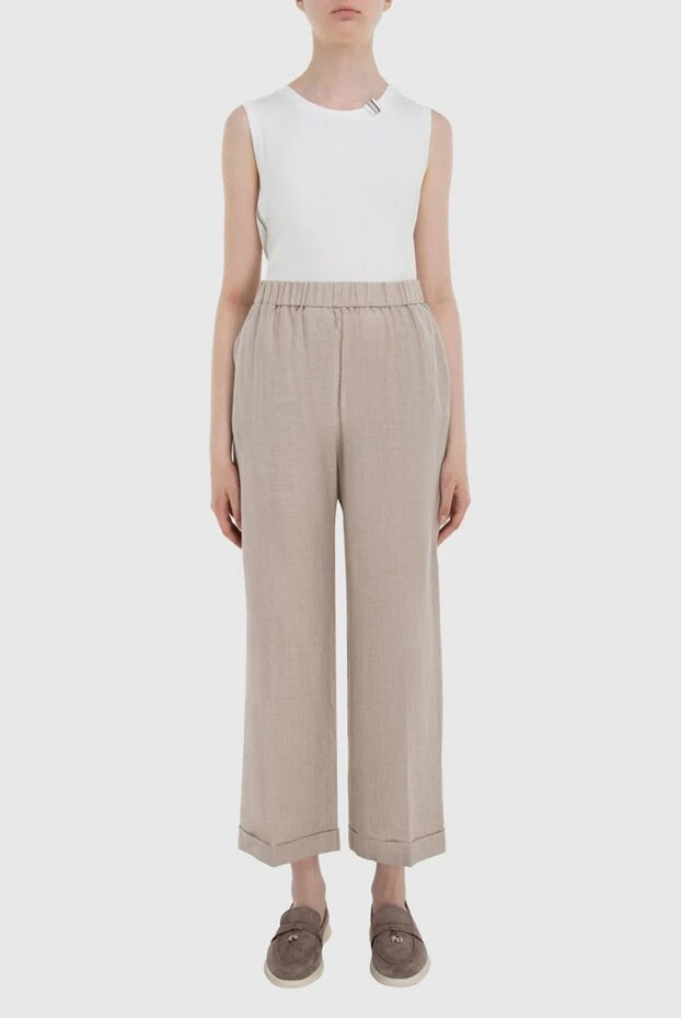 Peserico woman beige polyester and cotton trousers for women buy with prices and photos 167883 - photo 2