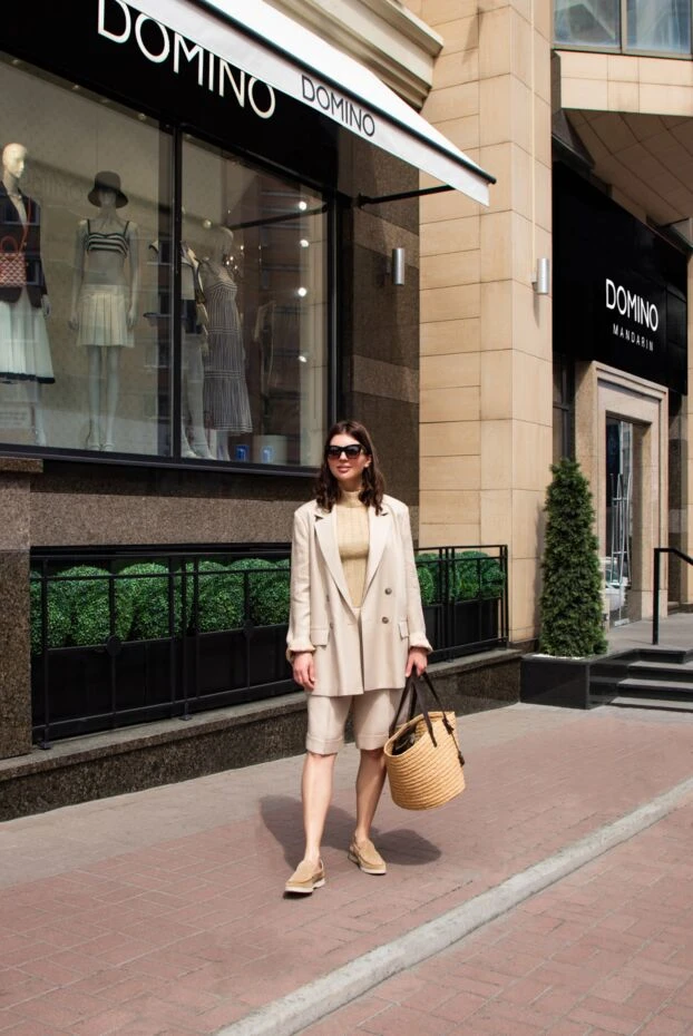 Peserico beige cotton and viscose suit with shorts for women 167890 - photo 2