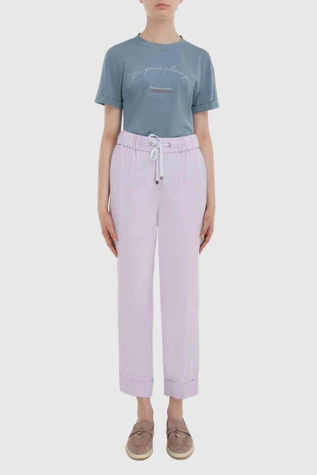 Peserico woman purple acetate and cupra trousers for women buy with prices and photos 167892 - photo 2