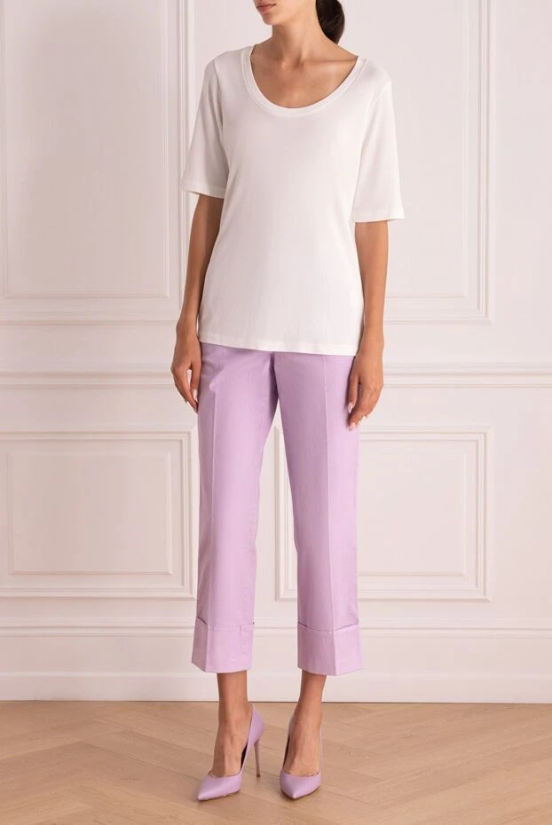 Peserico женские брюки из хлопка фиолетовые женские купить с ценами и фото 167895 - фото 2