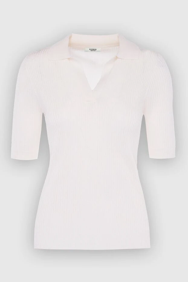 Polo from viscose and polyester beige for women