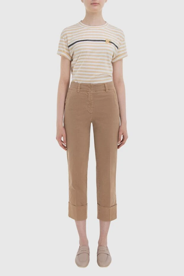 Peserico woman beige cotton trousers for women buy with prices and photos 167914 - photo 2