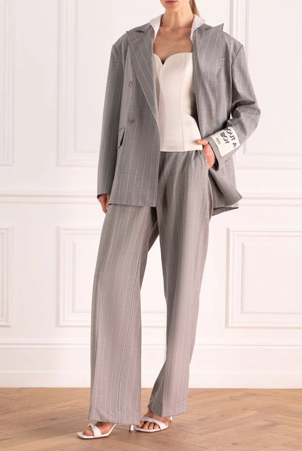 Erika Cavallini woman gray women's trouser suit made of wool and elastane 167972 - photo 2