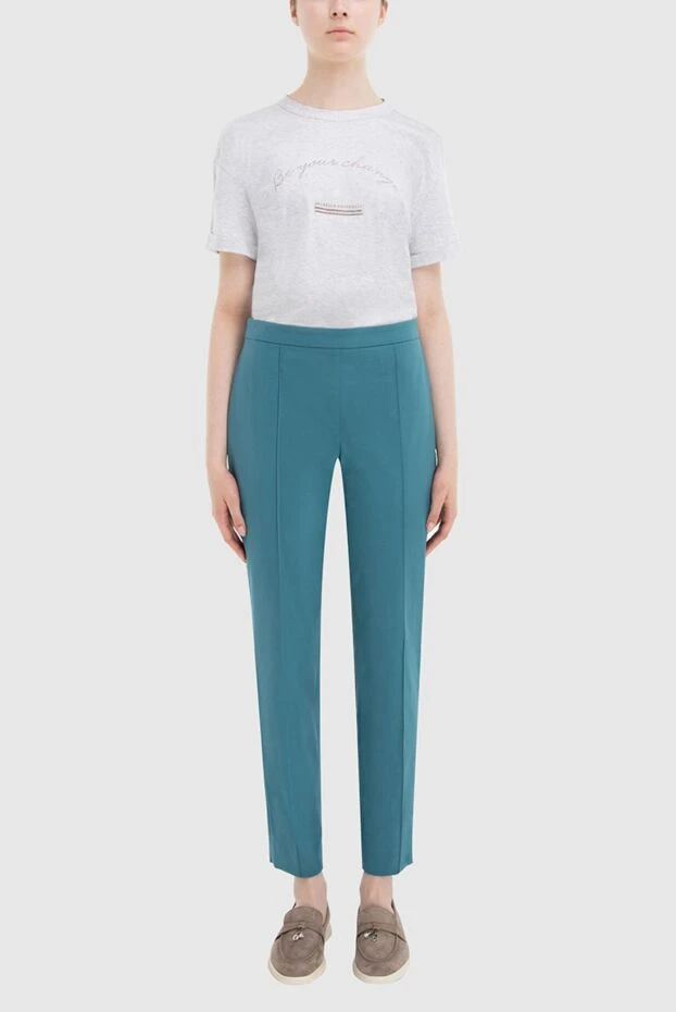 Loro Piana женские брюки из хлопка зеленые женские купить с ценами и фото 167994 - фото 2