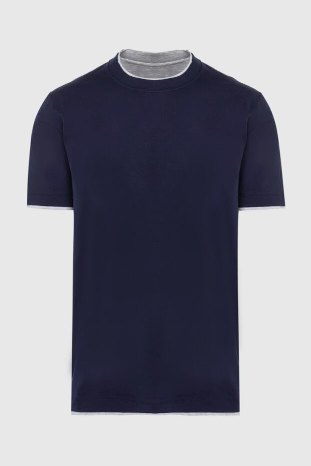 Футболка из хлопка синяя мужская - фото 1