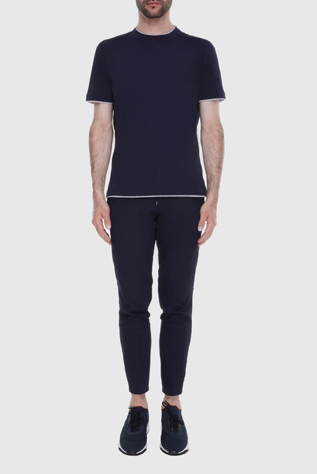 Футболка из хлопка синяя мужская - фото 2