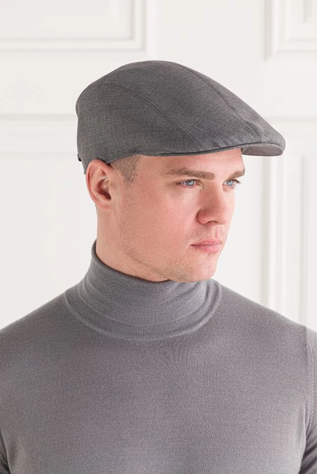 Brunello Cucinelli кепка з вовни сіра чоловіча 168025 - фото 2