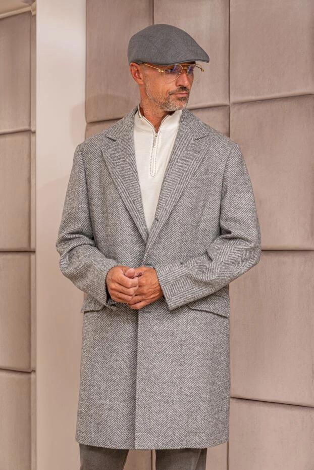 Brunello Cucinelli классическая кепка из плотной шерсти серого цвета 168025 - фото 2