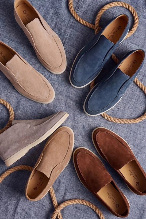 Loro Piana мужские нубуковые лоферы без шнурков 168040 - фото 2