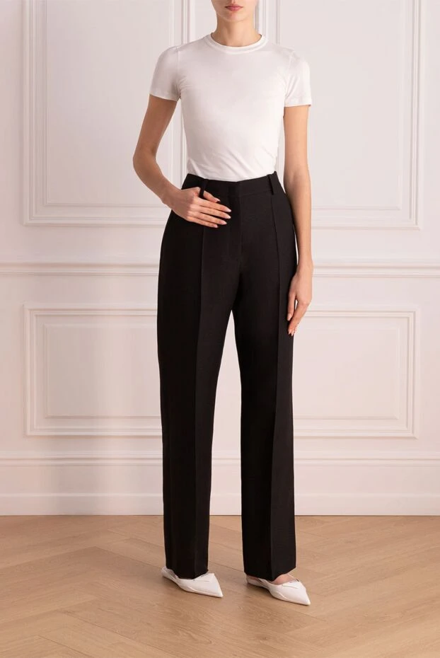 Valentino woman black wool and silk trousers for women 168173 - photo 2