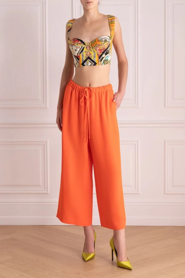 Valentino женские брюки из шелка оранжевые женские. купить с ценами и фото 168174 - фото 2