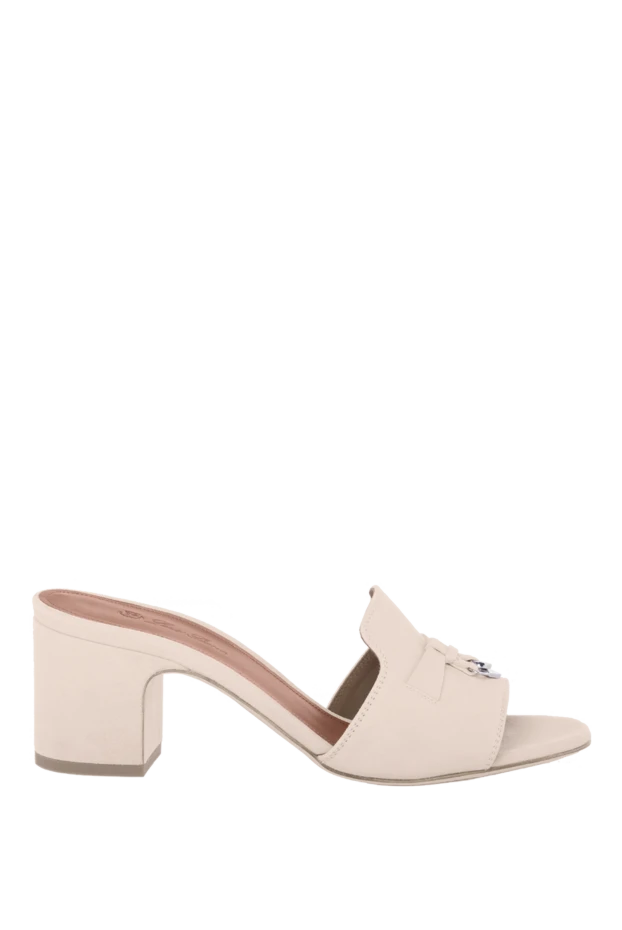 Loro Piana women's nubuck mules decorated with a bow, beige 168315 - photo 1