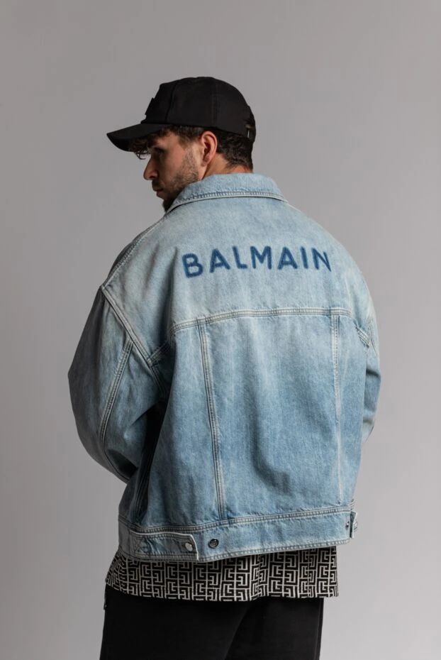 Balmain джинсова куртка з вибіленої бавовни з градієнтом та вишивкою на спині 168356 - фото 2