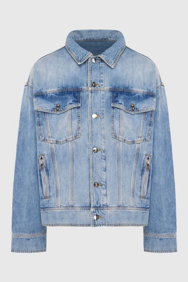 Balmain мужские куртка джинсовая из хлопка голубая мужская купить с ценами и фото 168356 - фото 1