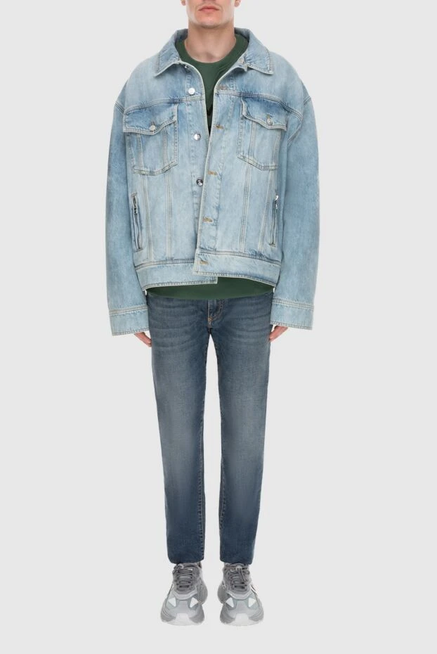Balmain мужские куртка джинсовая из хлопка голубая мужская купить с ценами и фото 168356 - фото 2
