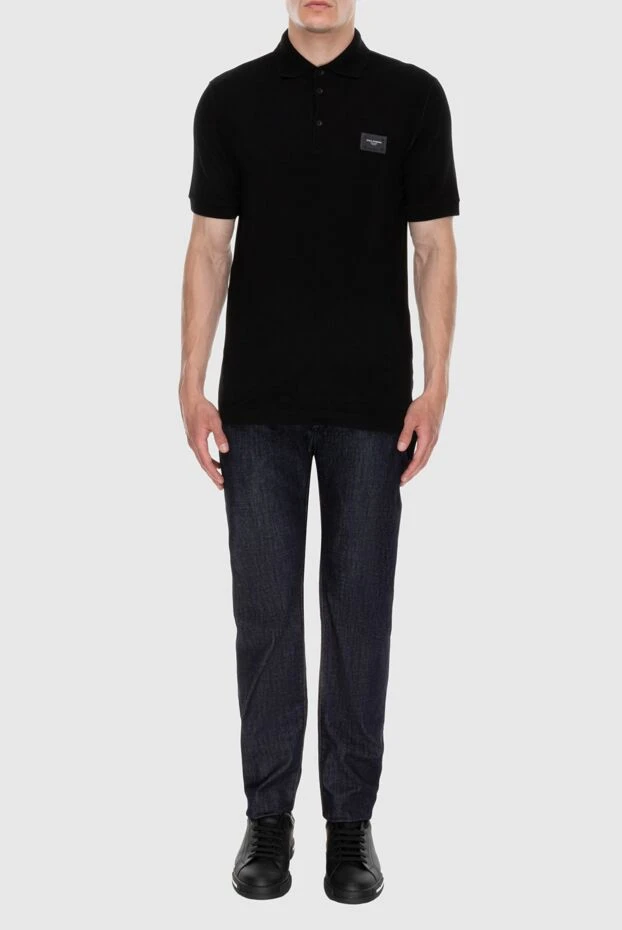 Dolce & Gabbana black cotton polo shirt with a brand logo patch for men 195732 - photo 2
